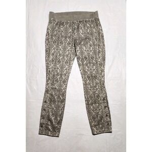 XCVI Wearables Leggings Women's Pants Embroidered AOP Pattern Size XL Green Gray